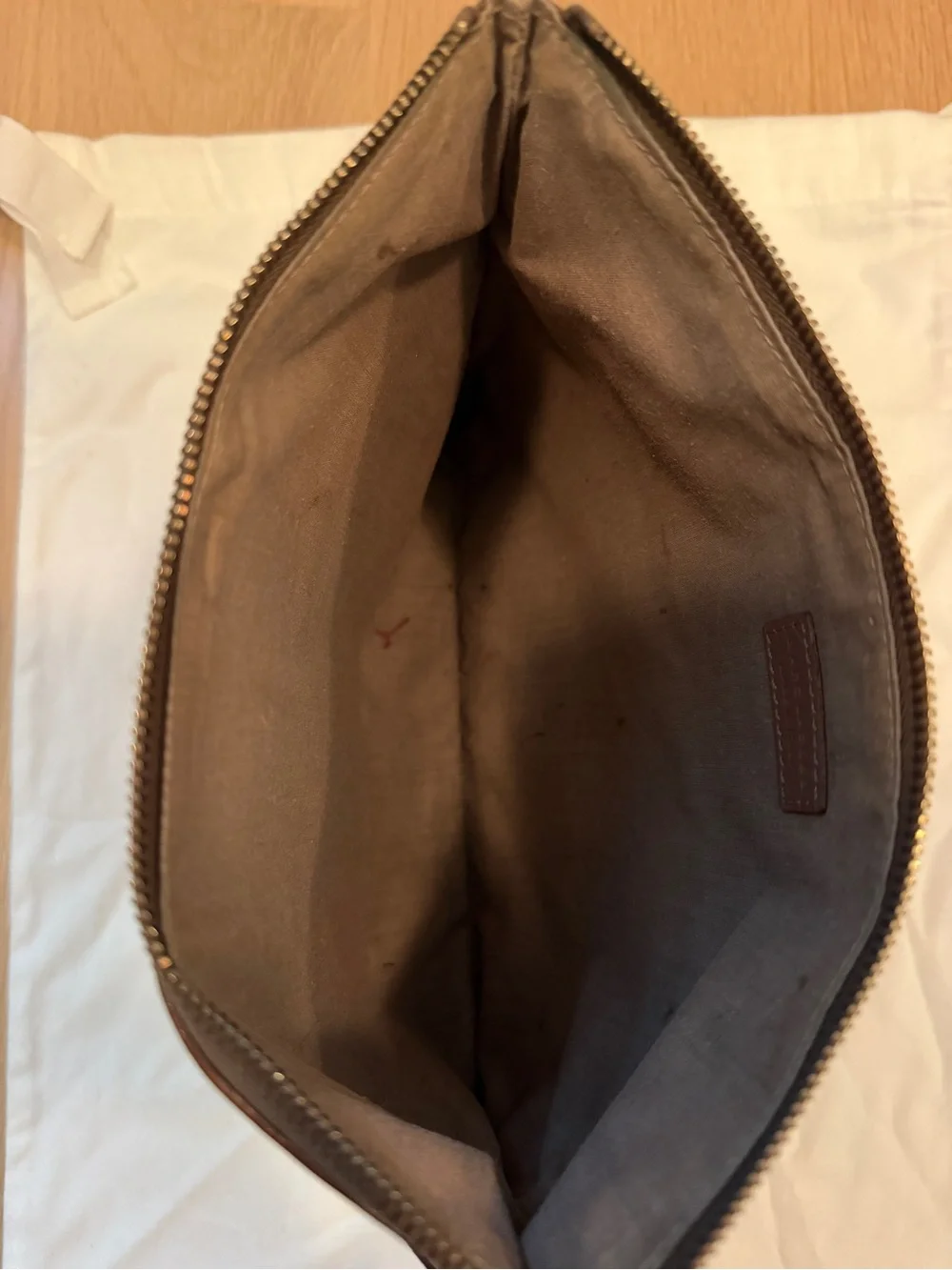 Marc Jacobs Brown Leather Zip Clutch with Gold Hardware